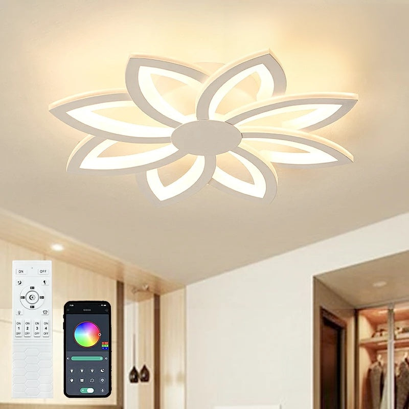 おしゃれ シーリングライト LED フラワーデザイン 58cm 花びらモチーフ 薄型 天井照明 調光調色 無段階調整 リビング 寝室 子供部屋 玄関 北欧 ナチュラル