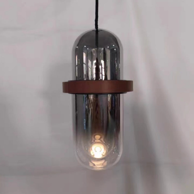 ペンダントライト おしゃれ 北欧 ガラス LED対応 1灯 モダン スモークガラス レザー調 ダイニング キッチン カウンター カフェ 天井照明