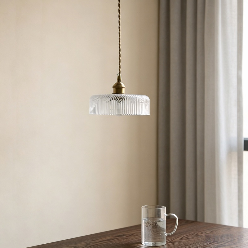 ペンダントライト 北欧 ダイヤカット ガラス 真鍮 1灯 E26 LED対応 レトロ ダイニング