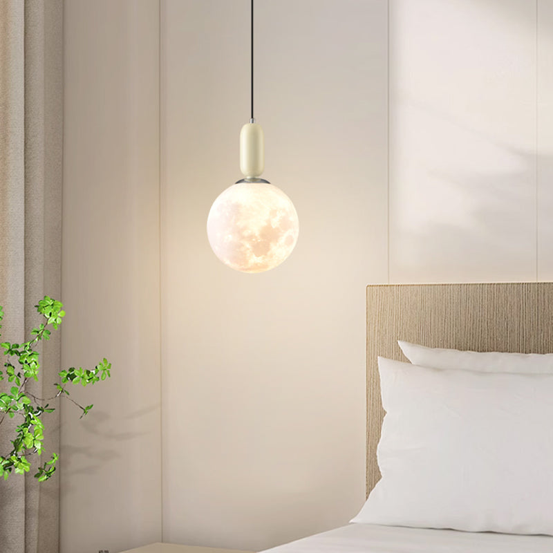 ペンダントライト 北欧 球体ガラスシェード 月面デザイン モダン 1灯 E26 LED対応 ダイニング照明