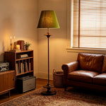 フロアライト グリーン 布製シェード 木製ベース 北欧 オシャレ レトロ ヴィンテージ クラシック スタンドライト 間接照明 読書灯 おしゃれ リビング 寝室 書斎 ソファ横 インテリア照明 E26口金 調光調色電球オプション