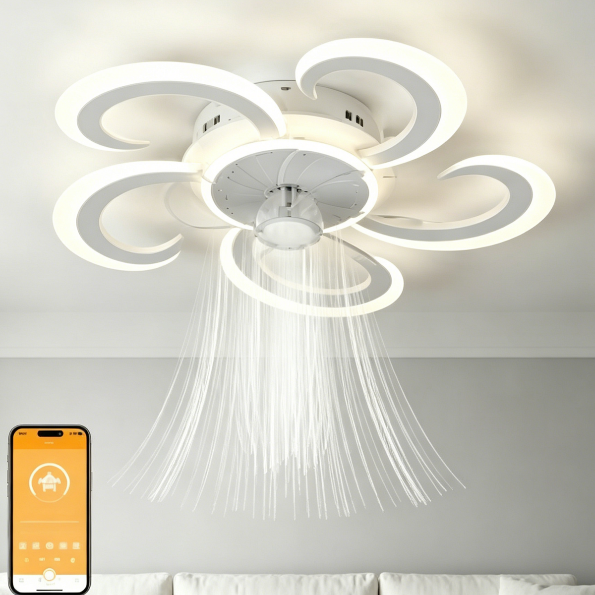 シーリングファンライト LED おしゃれ北欧風 8畳 調光調色 静音DCモーター 6段風量 リモコン付き 省エネ天井照明