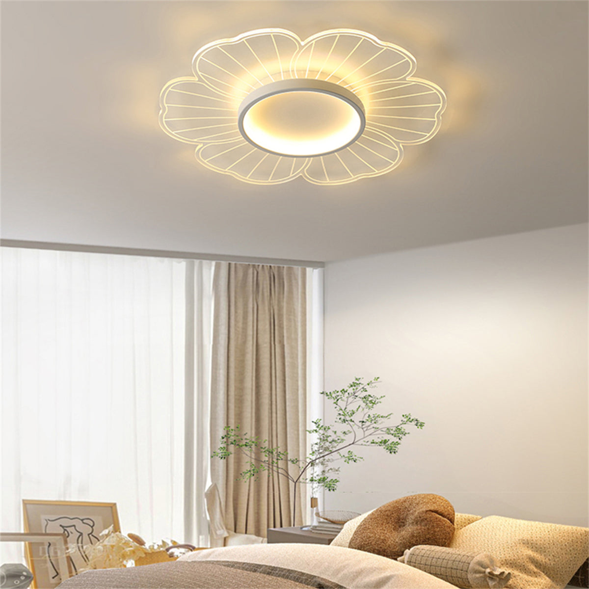 LED シーリングライト 花びら 調光調色 リモコン APP対応 常夜灯 北欧 アクリル おしゃれ 天井照明 6畳 8畳 10畳 工事不要