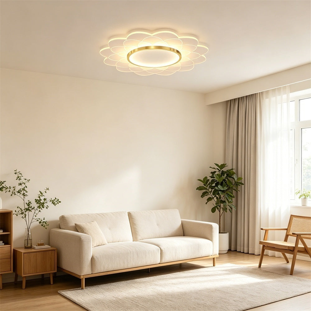 LED シーリングライト 花びら 調光調色 リモコン APP対応 北欧 おしゃれ 天井照明 6畳 8畳 10畳 工事不要 ゴールド ホワイト