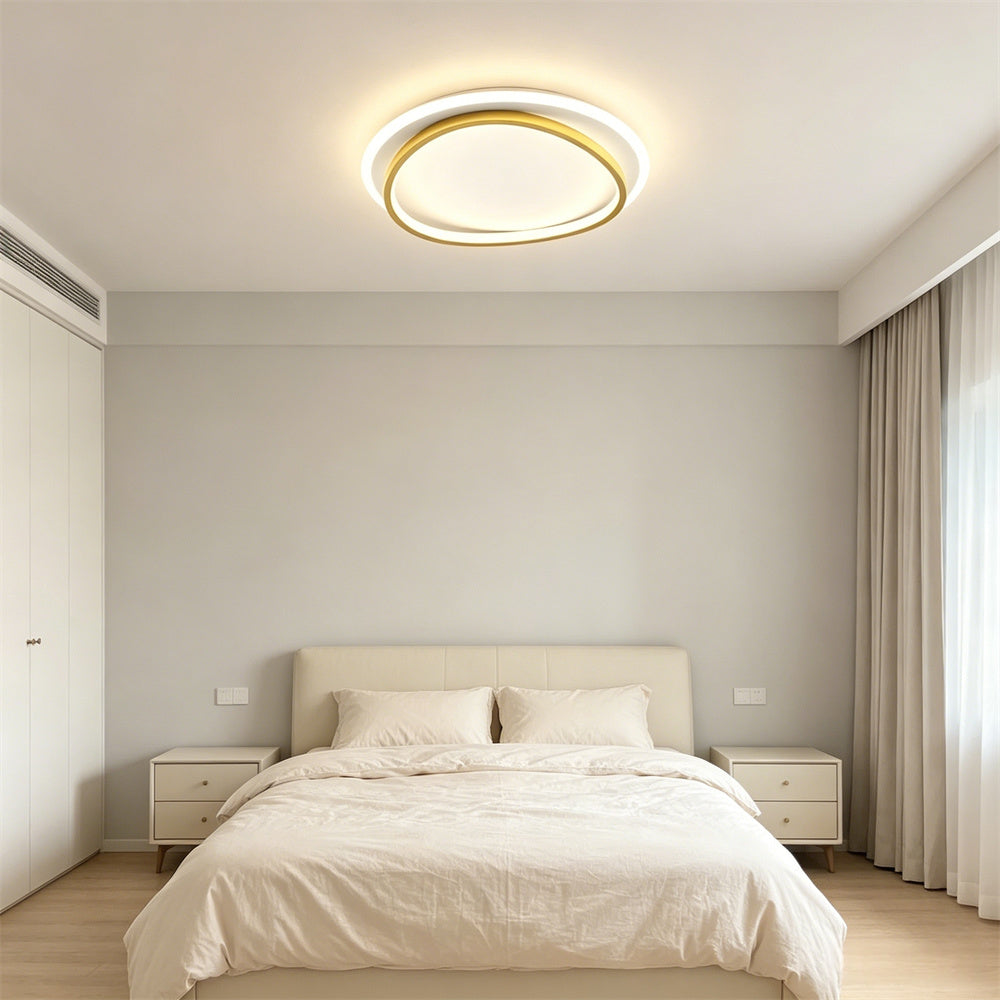 LED シーリングライト ダブルリング 調光調色 リモコン APP対応 北欧 モダン おしゃれ 天井照明 6畳 8畳 ブラック ゴールド 工事不要