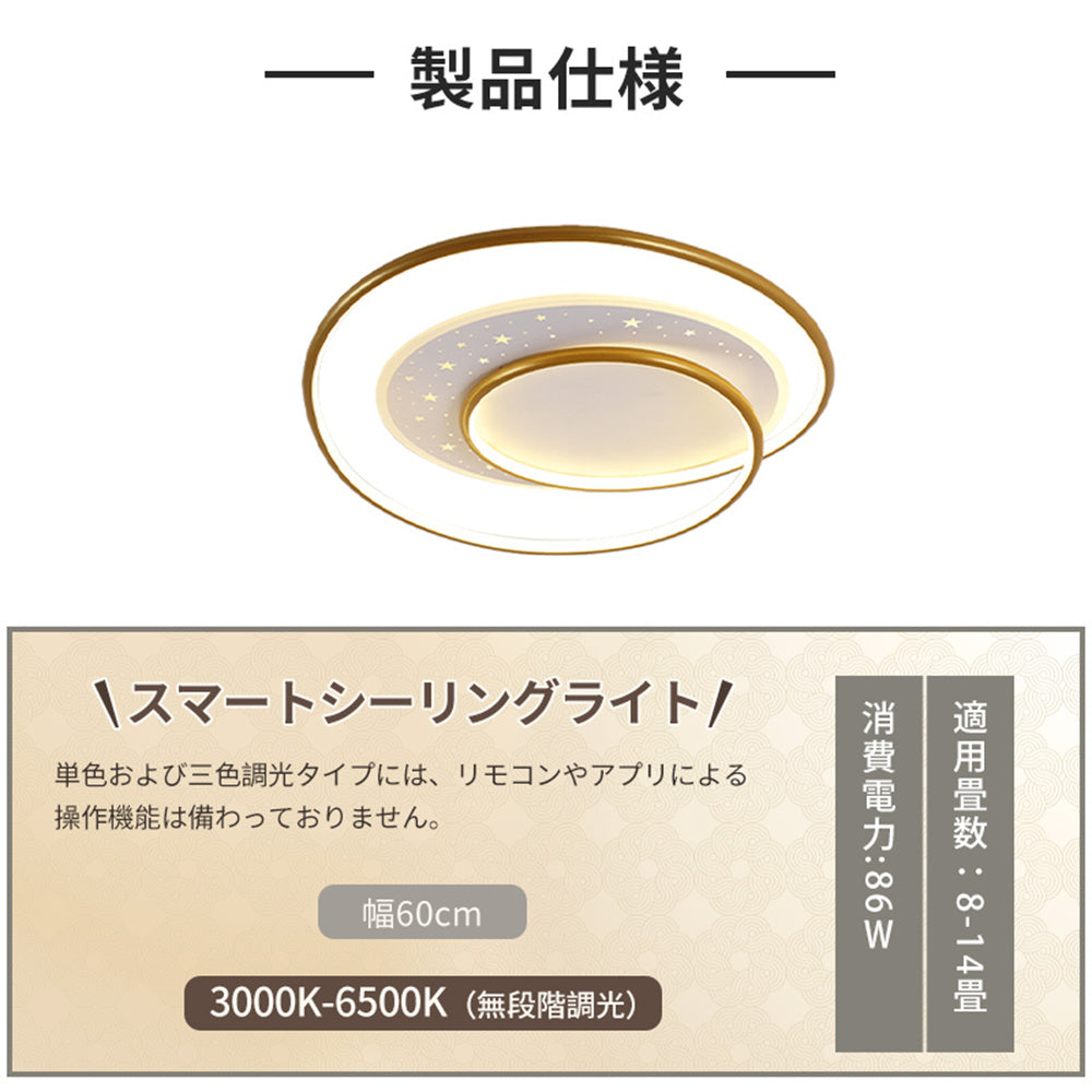 LED シーリングライト 星空 調光調色 リモコン APP対応 北欧 軽奢 おしゃれ 天井照明 6畳 8畳 10畳 ゴールド ブルーグレー 工事不要