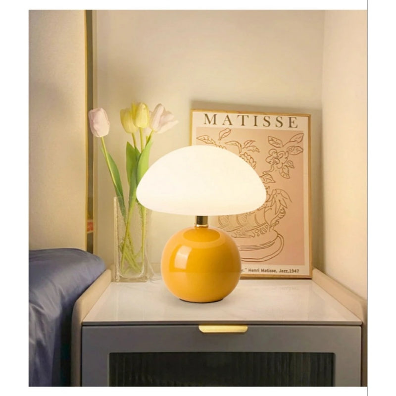 キノコ型テーブルランプ 1灯デスクライト ベッドサイドライト 柔らかいLED エレガントでナチュラルなデザイン 書斎 リビング オフィス照明 母の日ギフトに最適