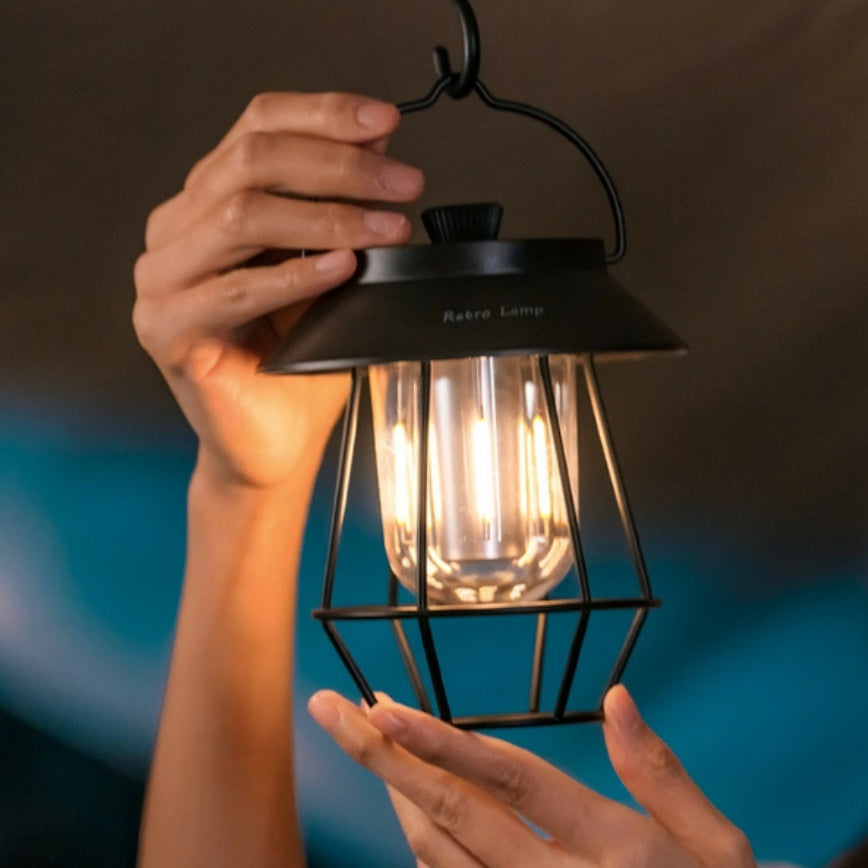レトロアンティーク充電式防水 LED ランタン USB 充電 防災キャンプ用