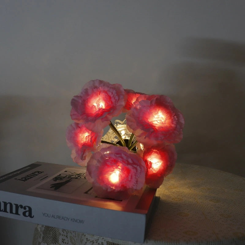 USB 充電式発光 LED 造花ブーケ バラ・カーネーション多種花材アレンジ