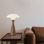 デスクライト ミッドセンチュリー ゴムウッド シルク調シェード 寝室ベッドサイド 書斎 テーブルライト ヴィンテージ調 インテリア照明