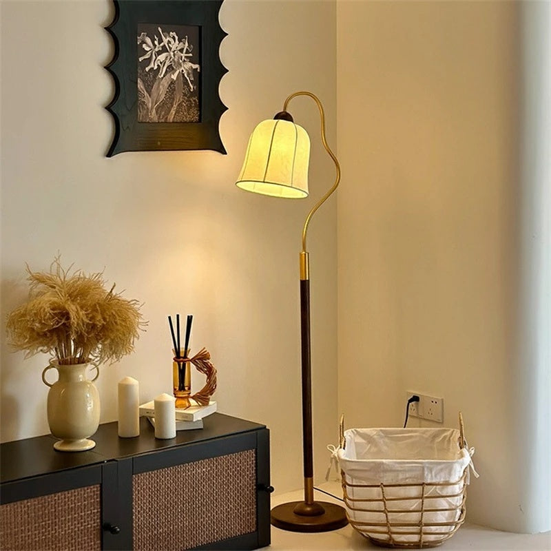 アンティーク調 フロアランプ 布シェード スタンドライト北欧 間接照明 レトロインテリア 寝室 リビング