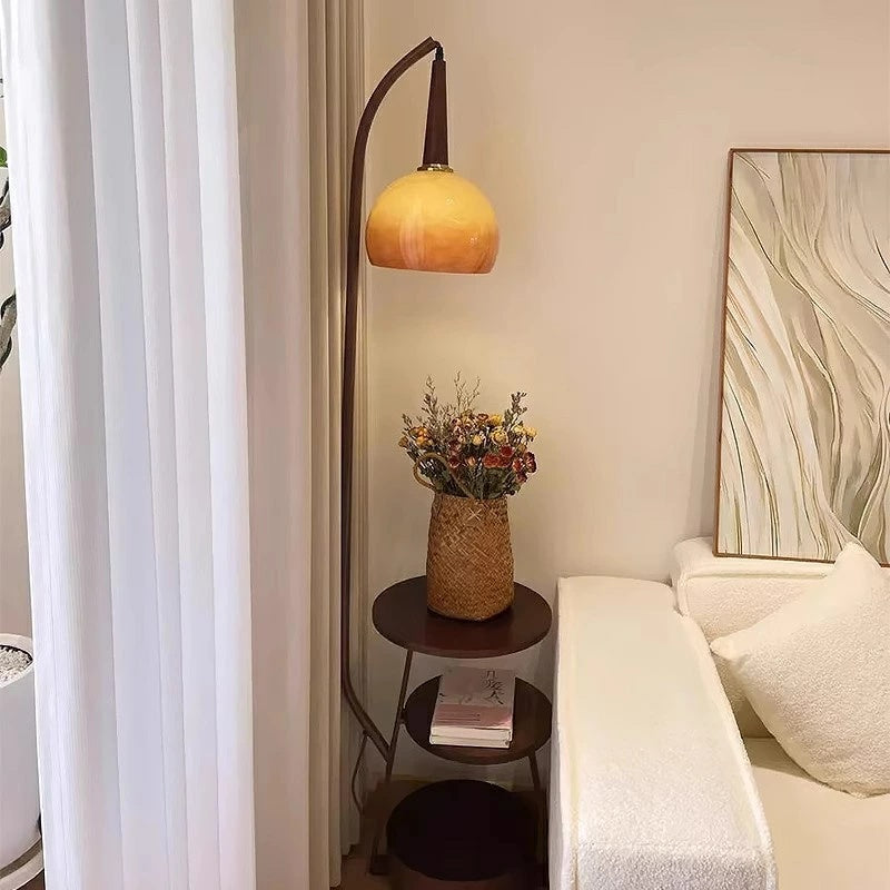 収納付きフロアランプ アーチ型 ガラスシェード スタンドライト 間接照明 寝室 リビング