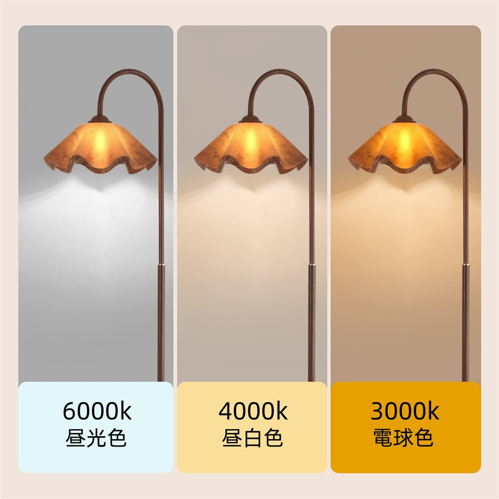 フロアライト スタンドライト アクリル 花びら ブラウン 和モダン 北欧 フレンチ 調光対応 間接照明 おしゃれ リビング 寝室 E26 ホテルライク