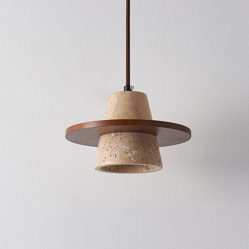ペンダントライト 北欧 天然石 木 筒型 E26 led シンプル 天井照明 ダイニング 玄関 リビング 階段 書斎 インテリア照明 ベージュ系 ナチュラル ウォールナット色 引掛けシーリング用 ダクトレールプラグ