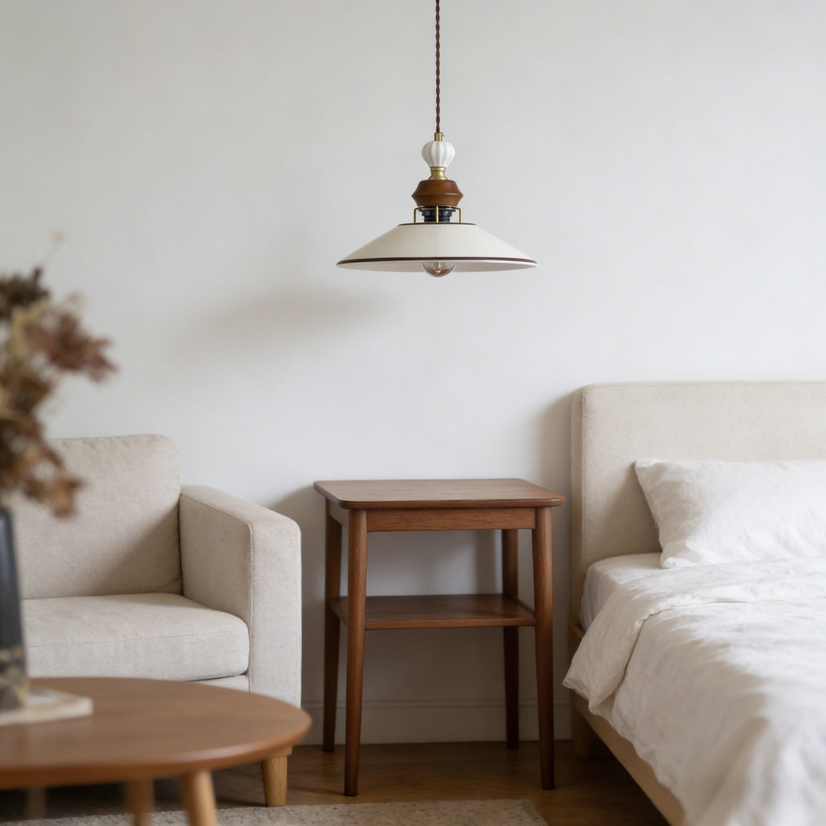 ペンダントライト 和風 北欧 陶器 磁器 木 1灯 E26 LED電球対応 引掛け ダクトレール レトロ デザイン ダイニング リビング 可愛い 花 上品