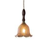 ペンダントライト 北欧 ガラス 木 茶色 花びら フラワー ひび 1灯 E26 led モダン シンプル レトロ デザイン 天井照明 シェードランプ ダイニング 玄関 リビング トイレ 寝室 洗面所 キッチン ダクトレール用 LED対応