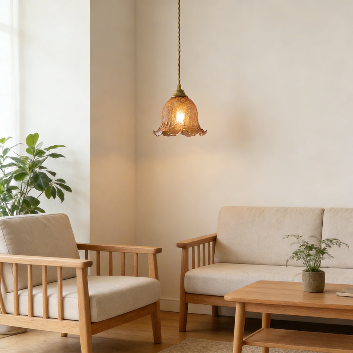 ペンダントライト 北欧 ガラス 木 茶色 花びら フラワー ひび 1灯 E26 led モダン シンプル レトロ デザイン 天井照明 シェードランプ ダイニング 玄関 リビング トイレ 寝室 洗面所 キッチン ダクトレール用 LED対応