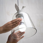 ペンダントライト 吊下げ灯 北欧 ガラス 鳥 アヒル 1灯 E26 LED シンプル デザイン 天井照明 ダイニング 玄関 リビング トイレ 寝室 洗面所 キッチン 食卓 可愛い 階段 ナチュラル 和室 クリア 子供部屋