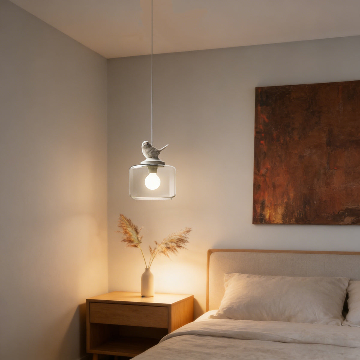 ペンダントライト 吊下げ灯 北欧 ガラス 鳥 可愛い 1灯 E26 LED 引掛けシーリング ダクトレール モダン シンプル レトロ デザイン 天井照明 ダイニング 玄関 リビング トイレ 寝室 洗面所 キッチン 食卓 階段 和室