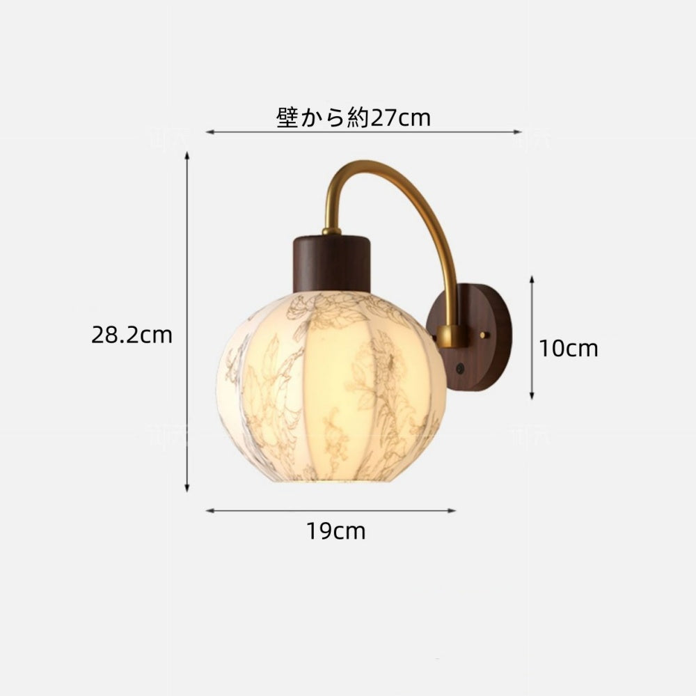 ウォールライト E26対応 布製シェード 花蕾型 木製ベース 金属アーム 北欧 フレンチ レトロ クラシック 可愛い 間接照明 壁付け照明 玄関 階段 鏡前 寝室 和室 配線式 電気工事必要 おしゃれ