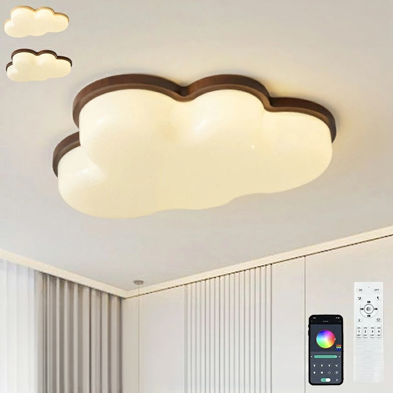 シーリングライト おしゃれ LED 北欧 雲型 6畳 8畳 10畳 調光調色 リモコン付き 薄型 木目フレーム ナチュラル 可愛い 天井照明 リビング 寝室 子供部屋