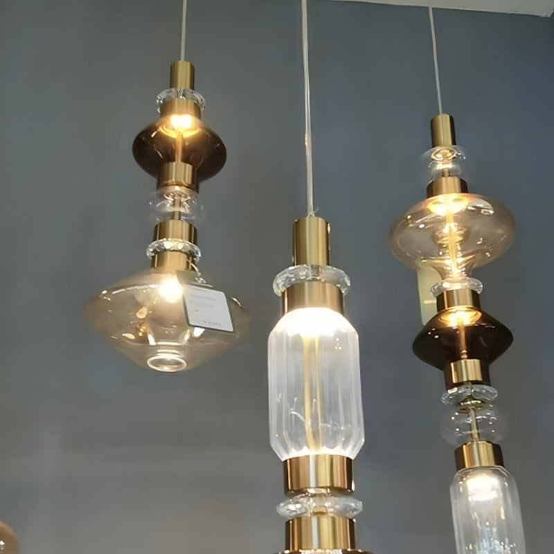 ペンダントライト おしゃれ 北欧 ガラス 真鍮 LED対応 1灯 アンバー スモーク モダン ダイニング キッチン カウンター カフェ 天井照明