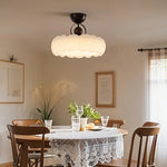 おしゃれ シーリングライト LED 花びらデザイン 丸型 乳白色 ブラウン レトロ ナチュラル 天井照明 間接照明 コンパクト 玄関 寝室 ベッドサイド