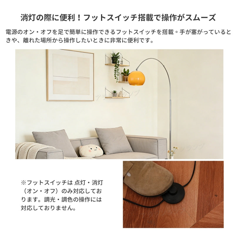 フロアランプ おしゃれ 北欧 アーチ型 ガラスシェード LED 調光調色 リモコン付き 高さ・角度調節 間接照明 リビング 寝室 読書灯 モダン インテリア照明