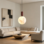 ペンダントライト 北欧 球体ガラスシェード 月面デザイン モダン 1灯 E26 LED対応 ダイニング照明