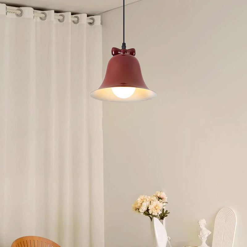 リボン付きベル型ペンダントライト 北欧ナチュラルデザイン 1灯 E26 LED対応 ダイニング キッチン 子供部屋