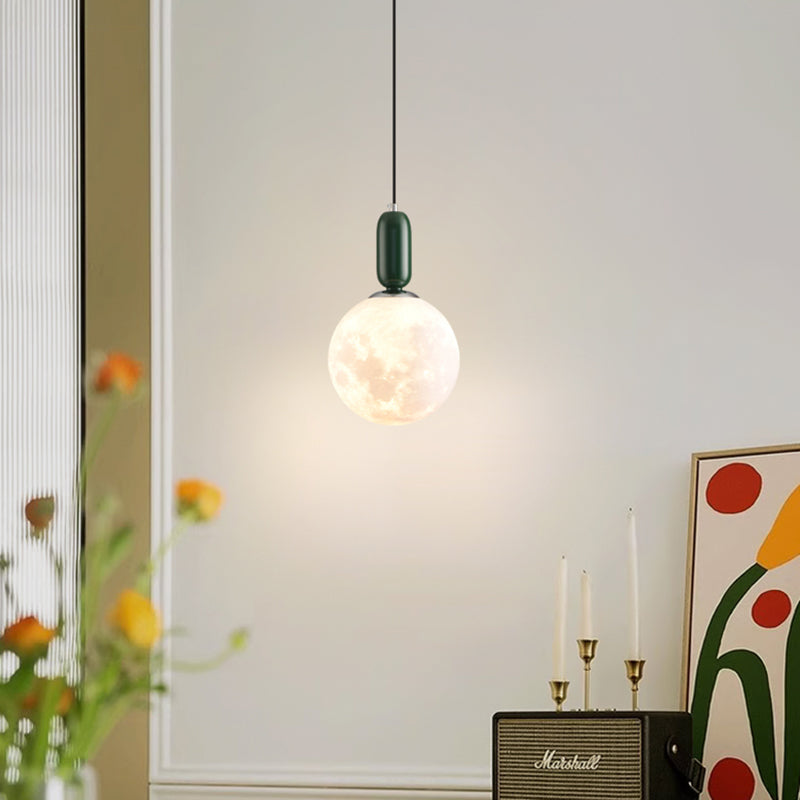 ペンダントライト 北欧 球体ガラスシェード 月面デザイン モダン 1灯 E26 LED対応 ダイニング照明