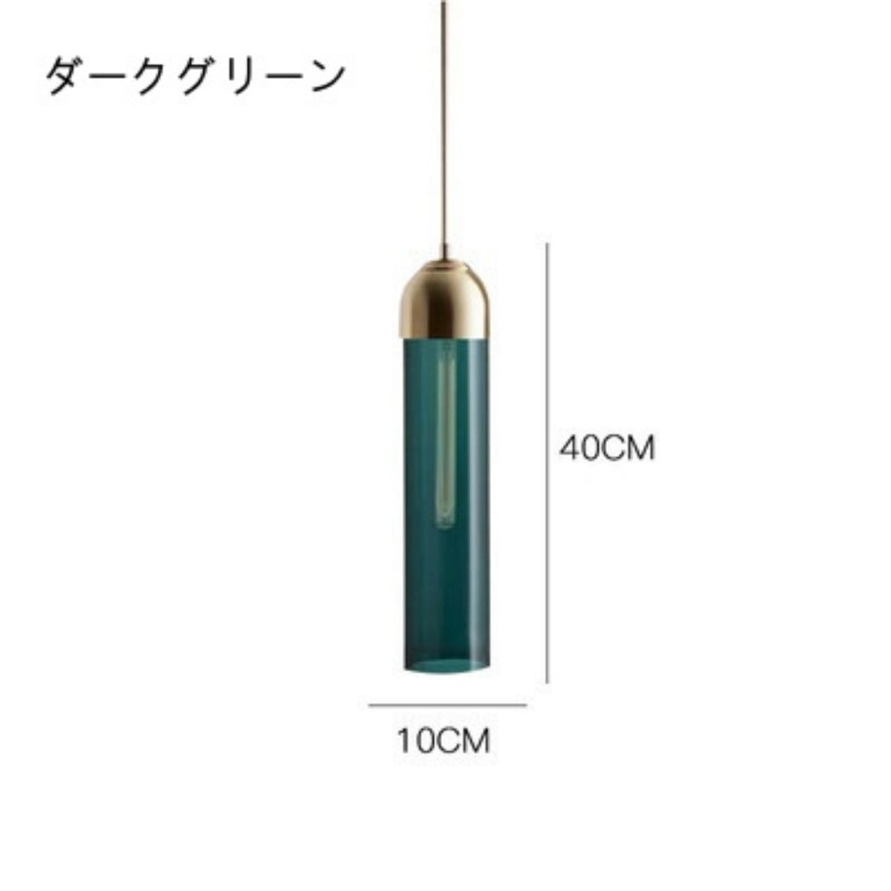 ペンダントライト ガラス 北欧 筒型 棒型 LED E26 1灯 真鍮 天井照明 吊り下げ照明 レトロ モダン おしゃれ ダイニング キッチン 寝室 玄関 グリーン 透明 グレー 乳白 引掛けシーリング ダクトレール対応