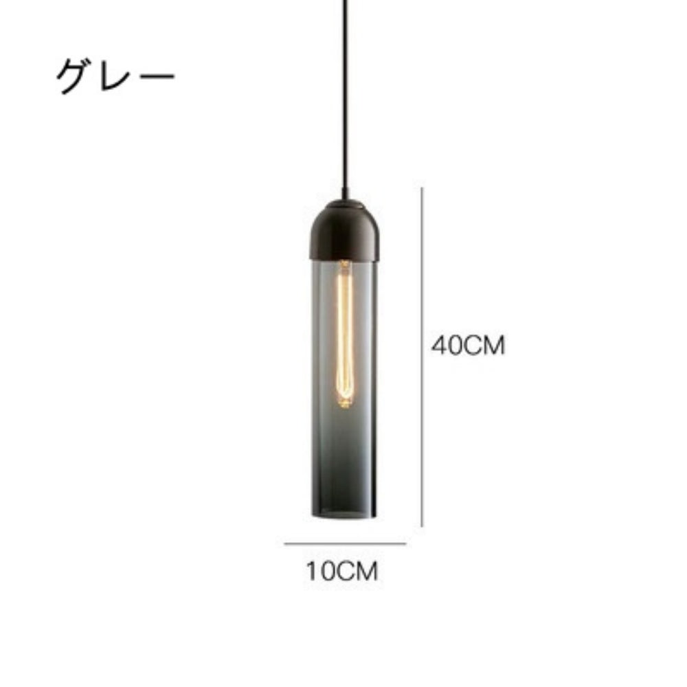 ペンダントライト ガラス 北欧 筒型 棒型 LED E26 1灯 真鍮 天井照明 吊り下げ照明 レトロ モダン おしゃれ ダイニング キッチン 寝室 玄関 グリーン 透明 グレー 乳白 引掛けシーリング ダクトレール対応