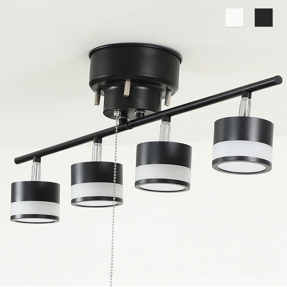 シーリングライト 4灯 昼光色 6500K LED電球 LED内蔵スポットライト 6畳 8畳 ブラック ホワイト