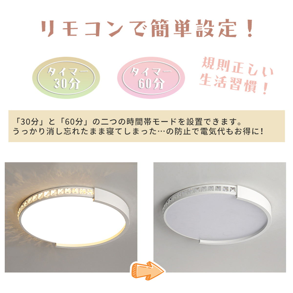 LED シーリングライト 円形 調光調色 リモコン APP対応 常夜灯 北欧 おしゃれ 天井照明 6畳 8畳 10畳 工事不要 子供部屋 寝室