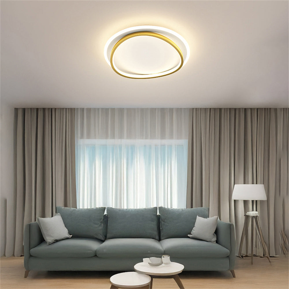 LED シーリングライト ダブルリング 調光調色 リモコン APP対応 北欧 モダン おしゃれ 天井照明 6畳 8畳 ブラック ゴールド 工事不要