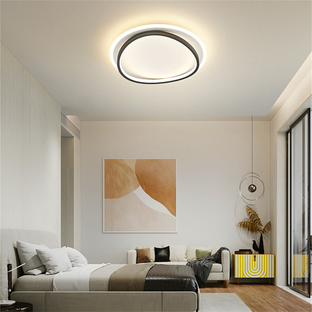 LED シーリングライト ダブルリング 調光調色 リモコン APP対応 北欧 モダン おしゃれ 天井照明 6畳 8畳 ブラック ゴールド 工事不要