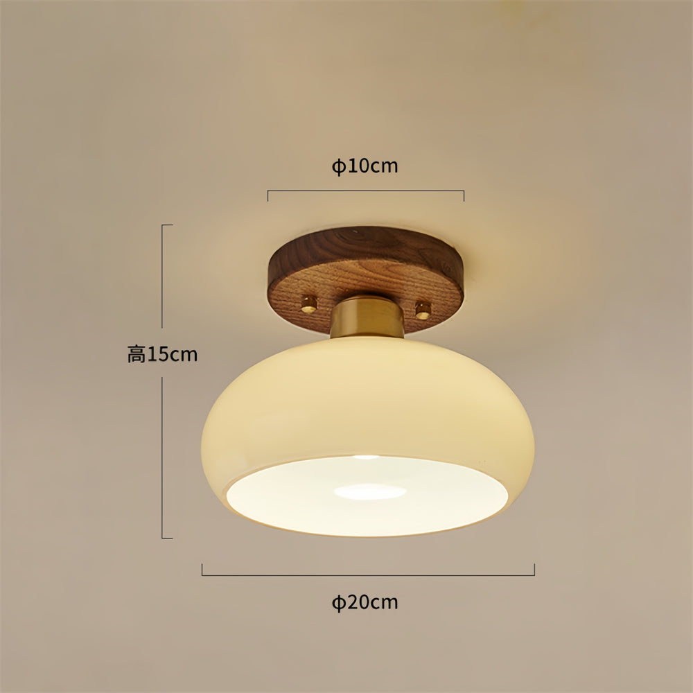 シーリングライト ガラス 木製 アイアン E26 北欧 和モダン 小型 天井