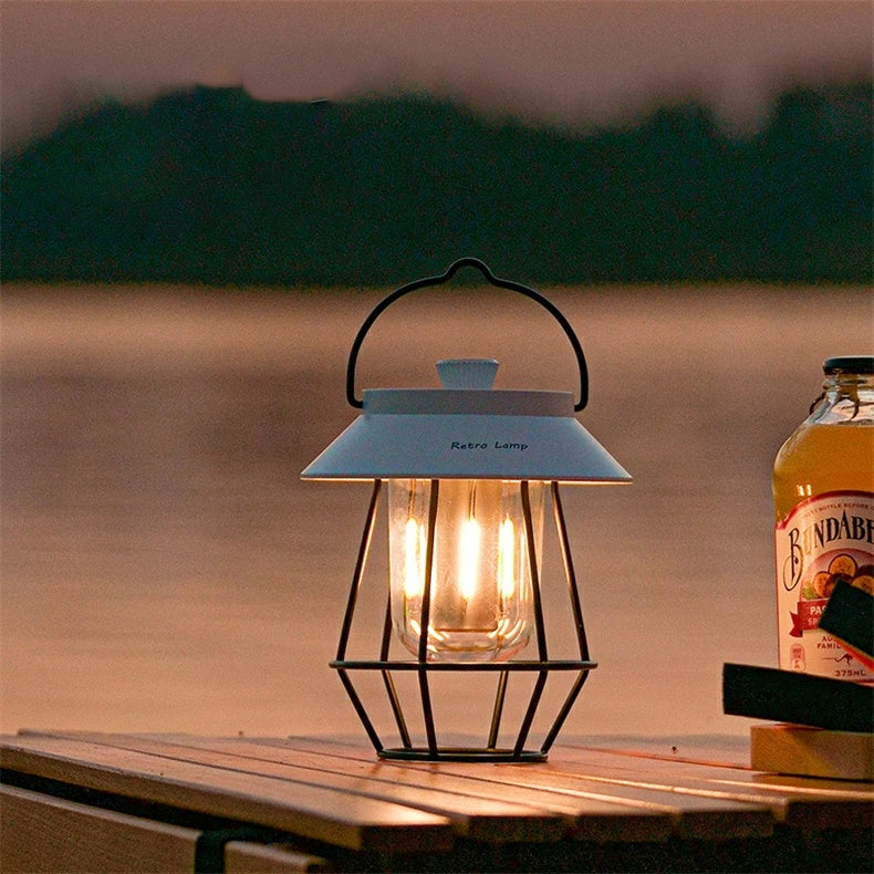 レトロアンティーク充電式防水 LED ランタン USB 充電 防災キャンプ用
