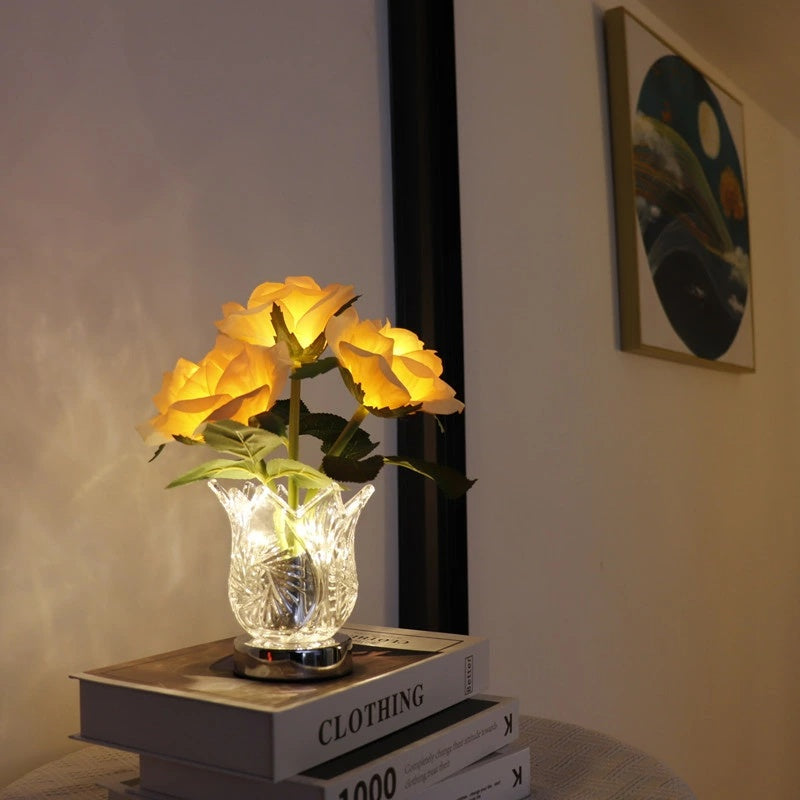 USB 充電式発光 LED 造花ブーケ バラ・カーネーション多種花材アレンジ