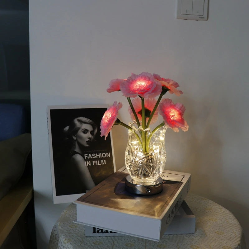 USB 充電式発光 LED 造花ブーケ バラ・カーネーション多種花材アレンジ