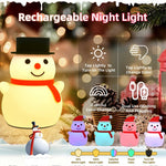 Type-C 充電式 雪だるまモチーフ可愛いクリスマス LED ナイトライト