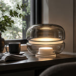 テーブルライト テーブルランプ ガラス スモークガラス グレー 二層構造 丸型 ドーム型 北欧 モダン おしゃれ シンプル レトロ デザイン 高級感 ホテルライク インテリアライト 間接照明 卓上照明 リビング 寝室 ベッドサイド