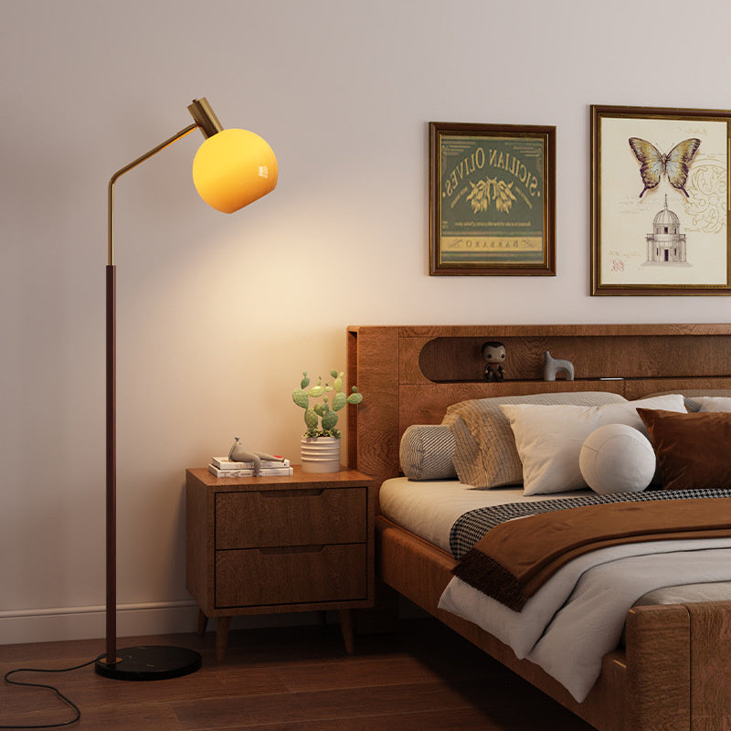 フロアライト フロアランプ ガラス 木目 スタンドライト 北欧 おしゃれ アンティーク 間接照明led インテリア 置き型 照明器具 室内照明 寝室 リビング レトロ フットスイッチ付き 読書灯