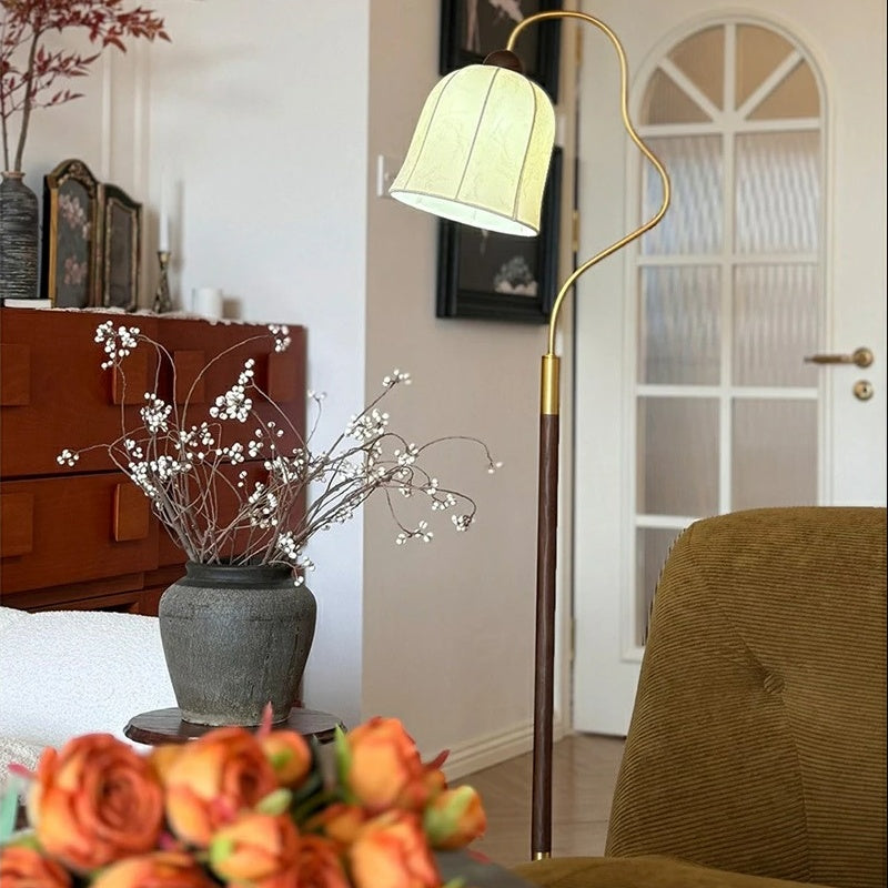 アンティーク調 フロアランプ 布シェード スタンドライト北欧 間接照明 レトロインテリア 寝室 リビング