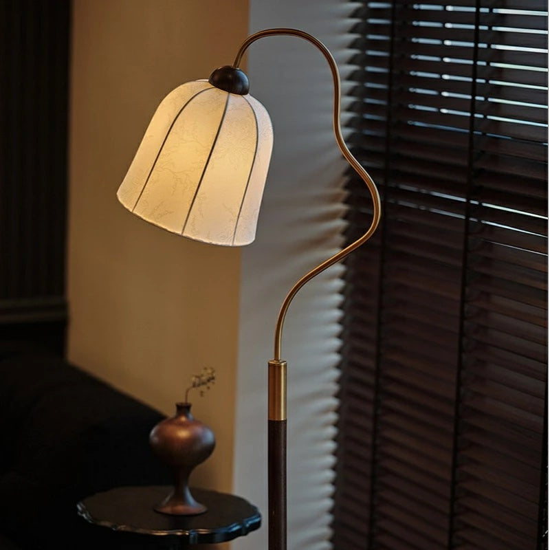 アンティーク調 フロアランプ 布シェード スタンドライト北欧 間接照明 レトロインテリア 寝室 リビング