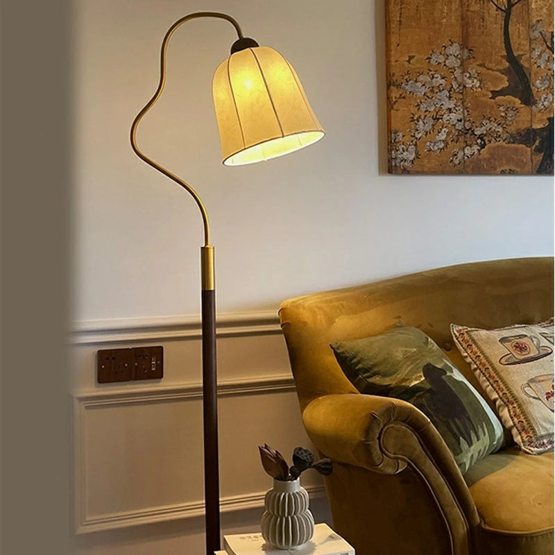 アンティーク調 フロアランプ 布シェード スタンドライト北欧 間接照明 レトロインテリア 寝室 リビング