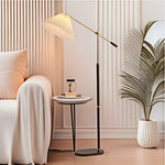 プリーツシェード フロアライト 北欧モダン スタンドライト 角度調整可能 LED対応 木目真鍮調 間接照明 リビング 寝室用 インテリアライト