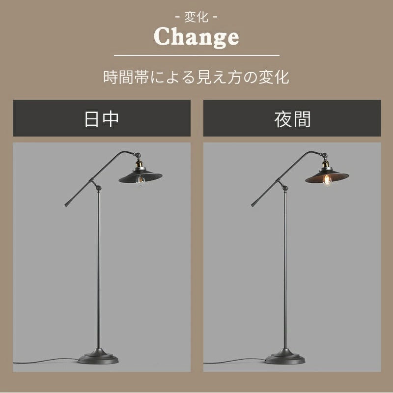 レトロ北欧風アイアン製フロアランプ シェード付き E26 口金 LED 対応