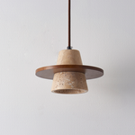 ペンダントライト 北欧 天然石 木 筒型 E26 led シンプル 天井照明 ダイニング 玄関 リビング 階段 書斎 インテリア照明 ベージュ系 ナチュラル ウォールナット色 引掛けシーリング用 ダクトレールプラグ　